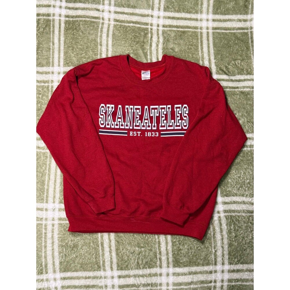 Vintage Gildan Heavy Blend Crewneck Sweatshirt, Red Graphic Pullover